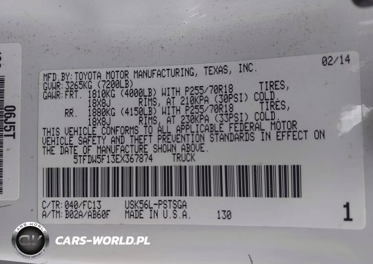2014 Toyota Tundra Sr5 5.7L V8 VIN:5TFDW5F13EX367874 - 9