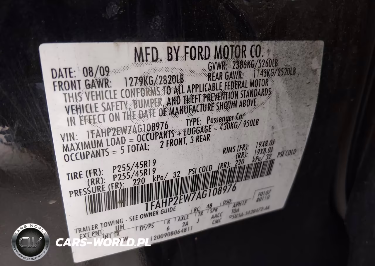 2010 Ford Taurus Sel VIN:1FAHP2EW7AG108976 - 9