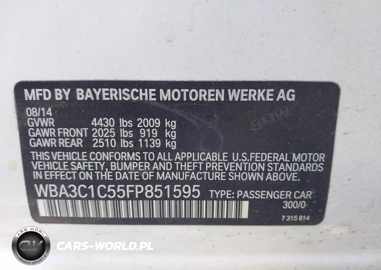 2015 BMW 328I VIN:WBA3C1C55FP851595 - 9