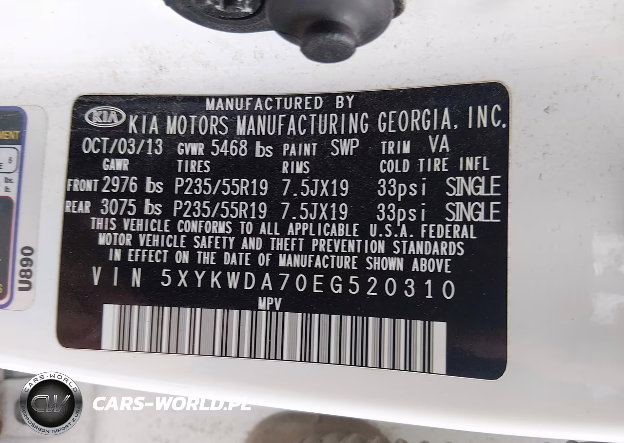 2014 Kia Sorento Limited V6 VIN:5XYKWDA70EG520310 - 9
