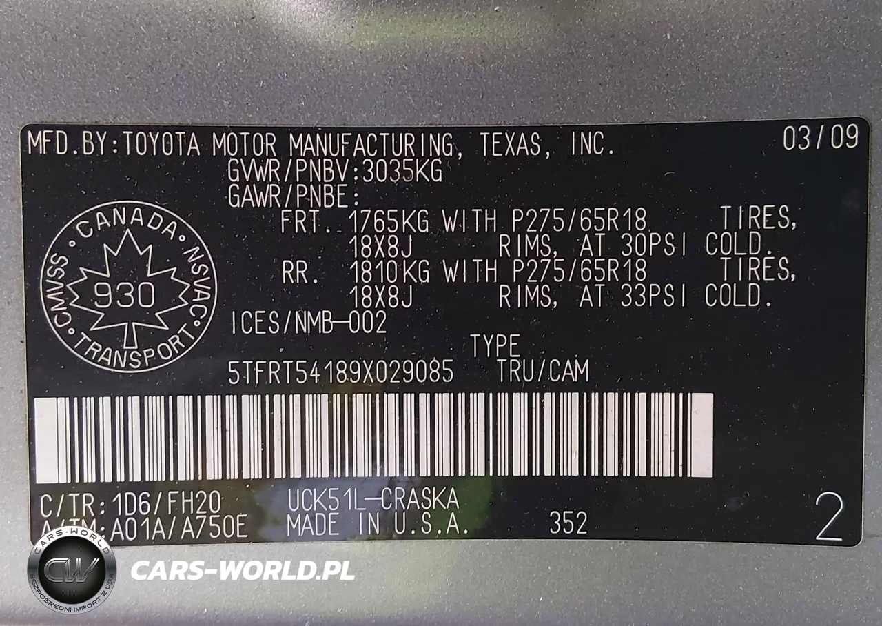 2009 Toyota Tundra Sr5 4.7L V8 VIN:5TFRT54189X029085 - 9