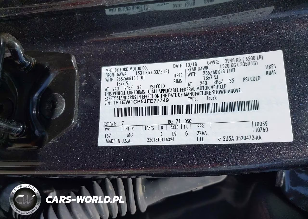 2018 Ford F-150 Xlt VIN:1FTEW1CP5JFE77749 - 9