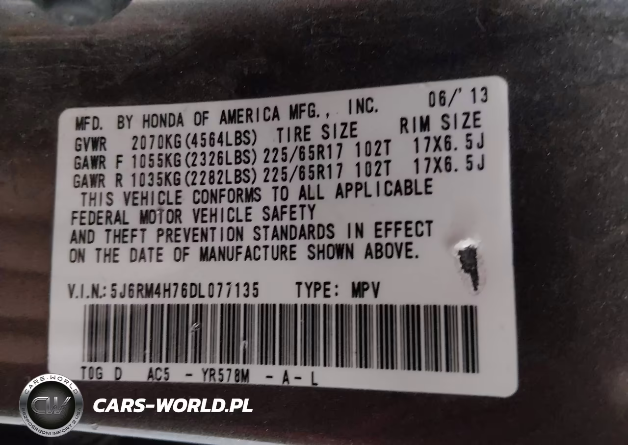2013 Honda Cr-V Ex-L VIN:5J6RM4H76DL077135 - 9