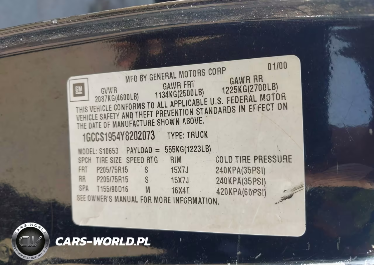 2000 Chevrolet S-10 Ls VIN:1GCCS1954Y8202073 - 9