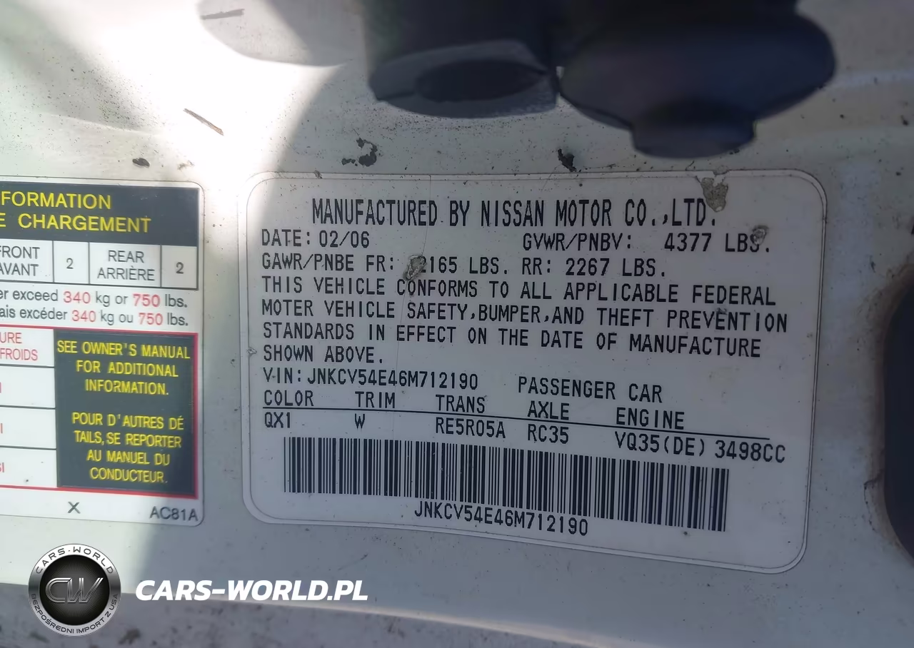 2006 Infiniti G35 VIN:JNKCV54E46M712190 - 9