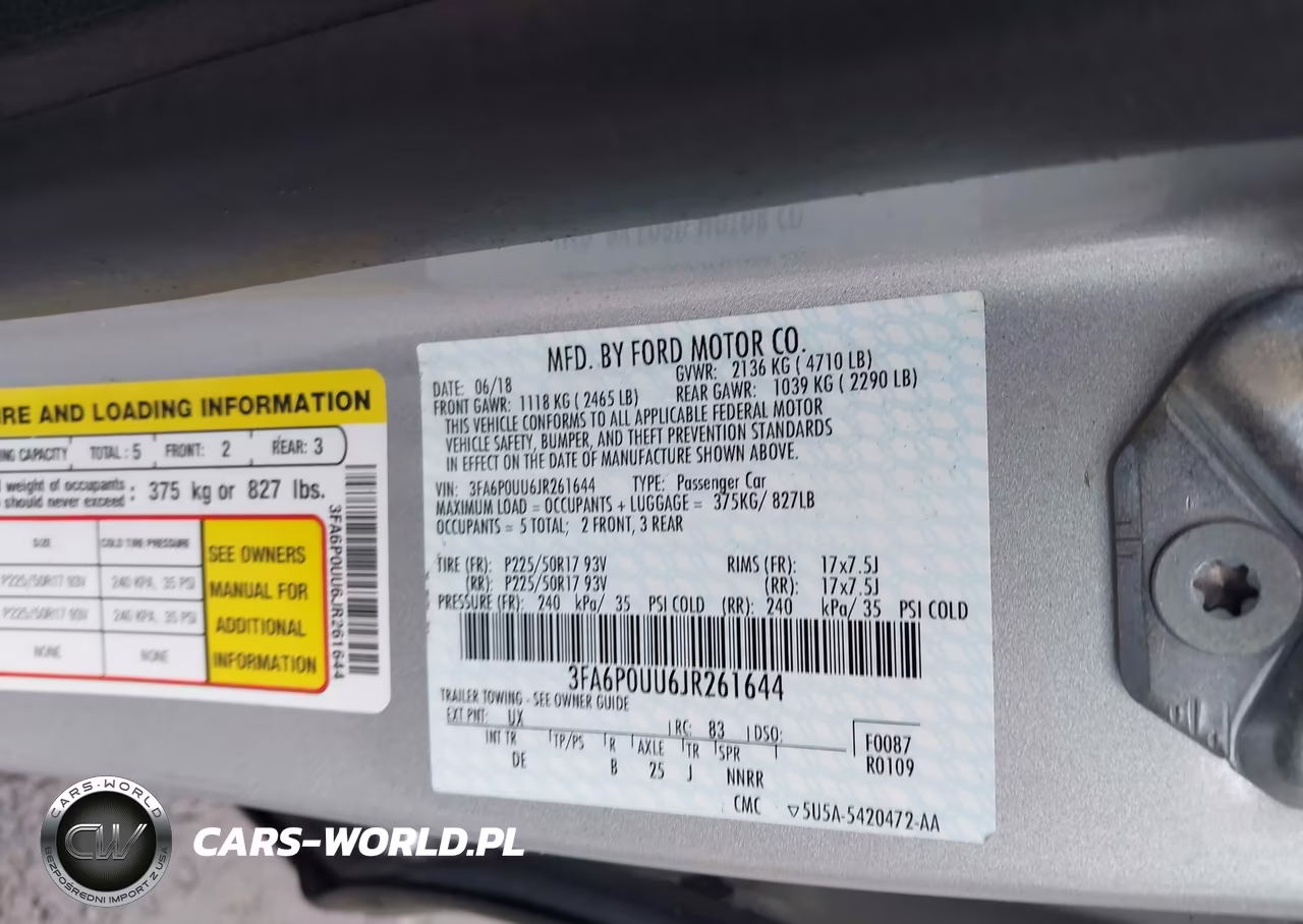 2018 Ford Fusion Hybrid S VIN:3FA6P0UU6JR261644 - 9