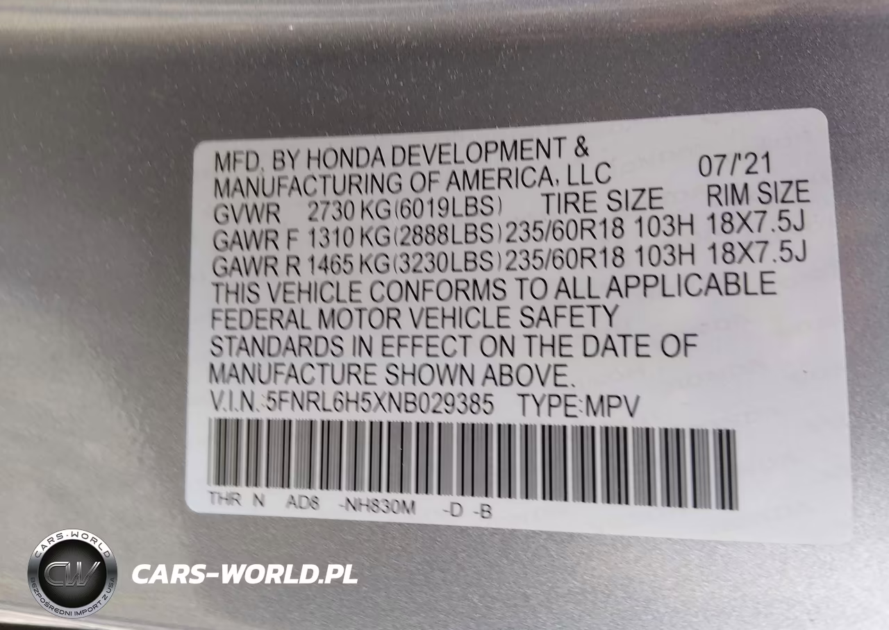 2022 Honda Odyssey Ex VIN:5FNRL6H5XNB029385 - 9