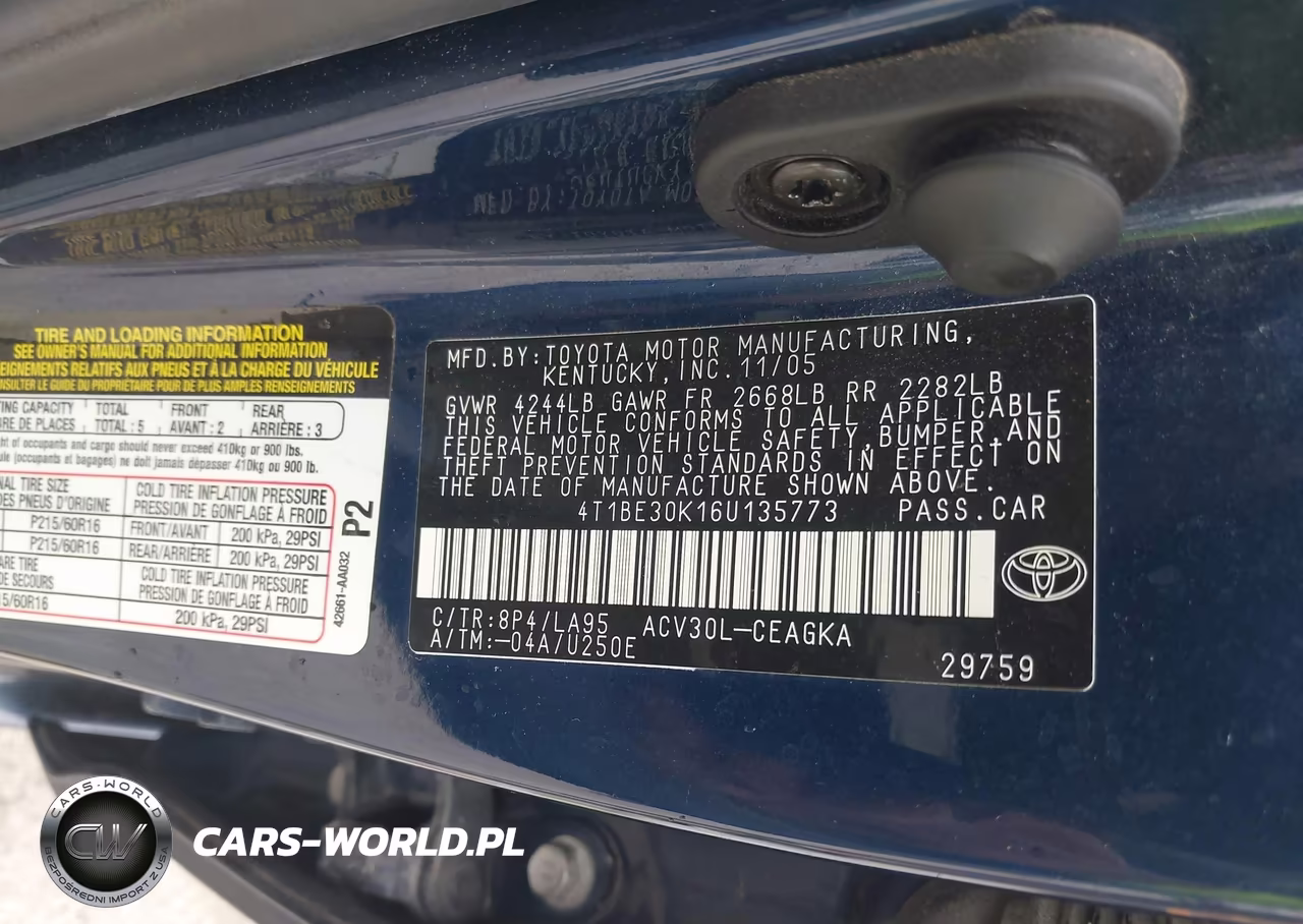 2006 Toyota Camry Xle VIN:4T1BE30K16U135773 - 9