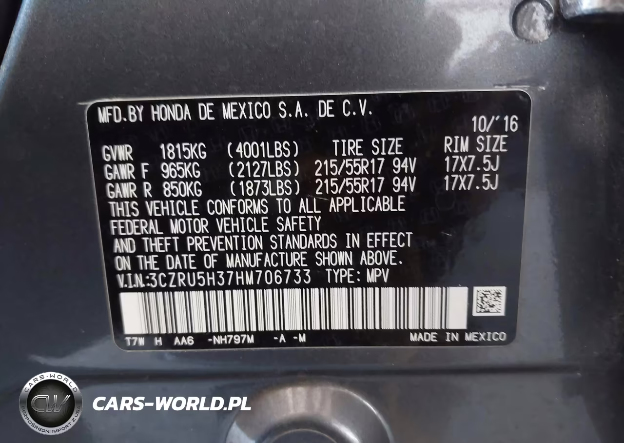2017 Honda Hr-V Lx VIN:3CZRU5H37HM706733 - 9