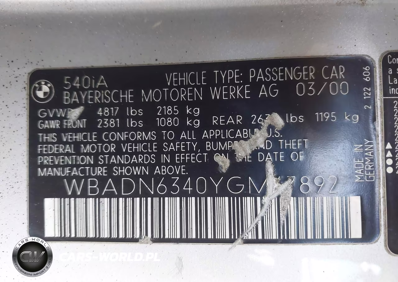 2000 BMW 540Ia VIN:WBADN6340YGM67892 - 9