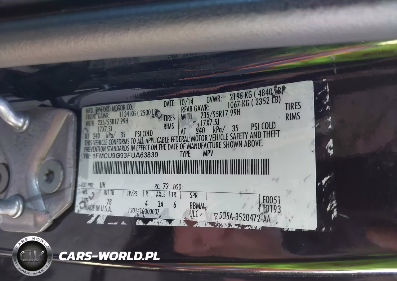 2015 Ford Escape Se VIN:1FMCU9G93FUA63830 - 9