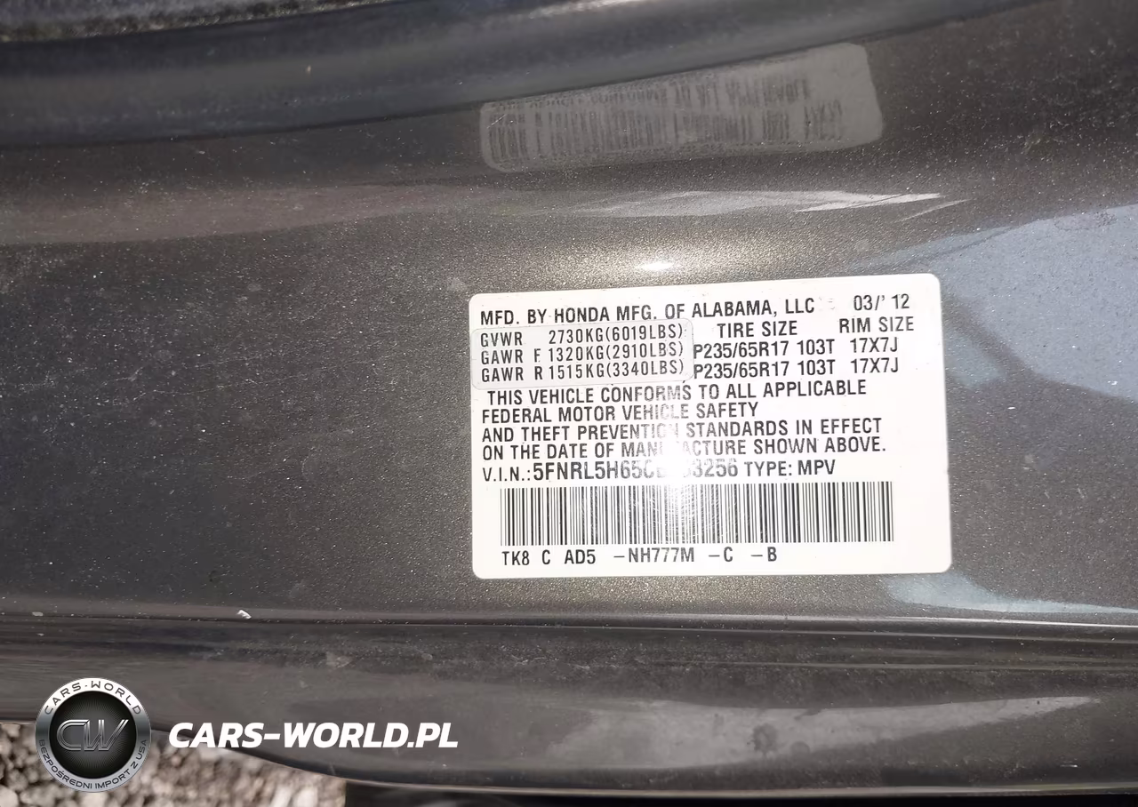 2012 Honda Odyssey Ex-L VIN:5FNRL5H65CB083256 - 9