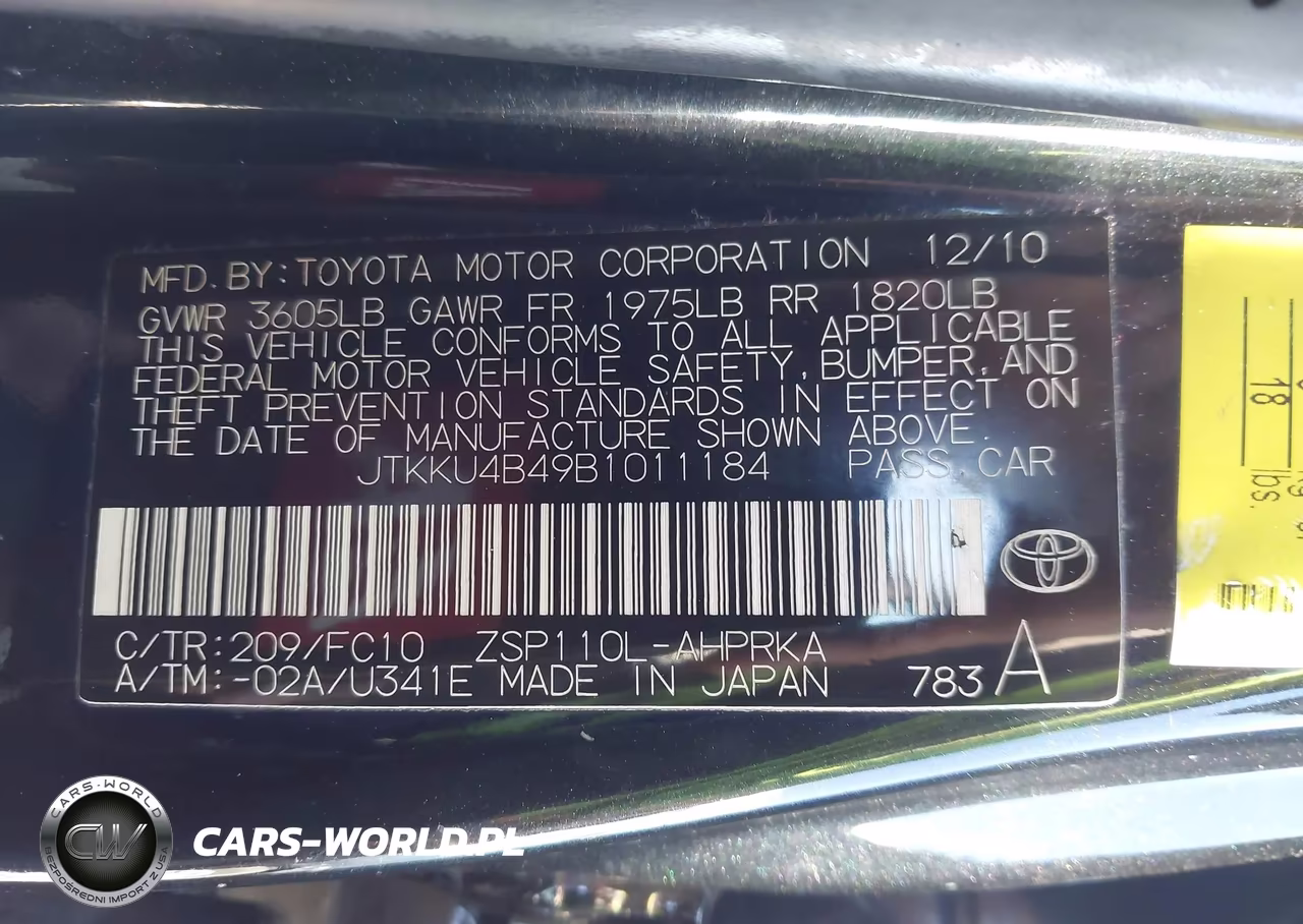 2011 Scion Xd VIN:JTKKU4B49B1011184 - 9