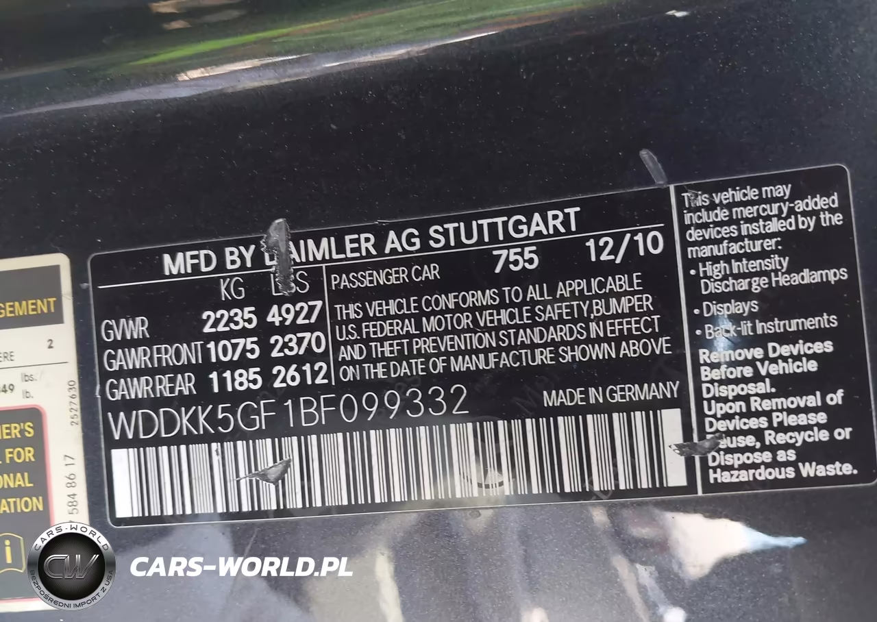2011 Mercedes-Benz E 350 VIN:WDDKK5GF1BF099332 - 9