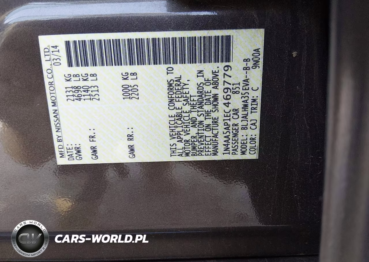 2014 Nissan Maxima 3.5 Sv VIN:1N4AA5AP1EC469779 - 9