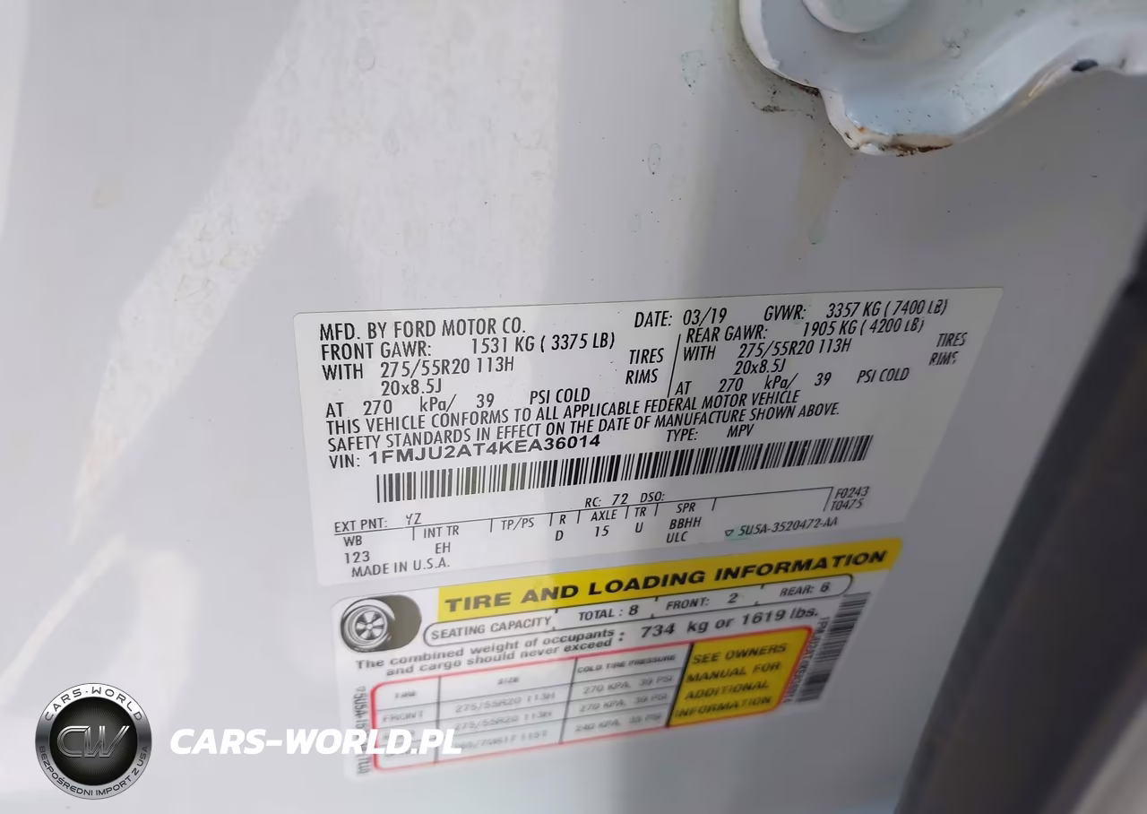 2019 Ford Expedition Limited VIN:1FMJU2AT4KEA36014 - 9