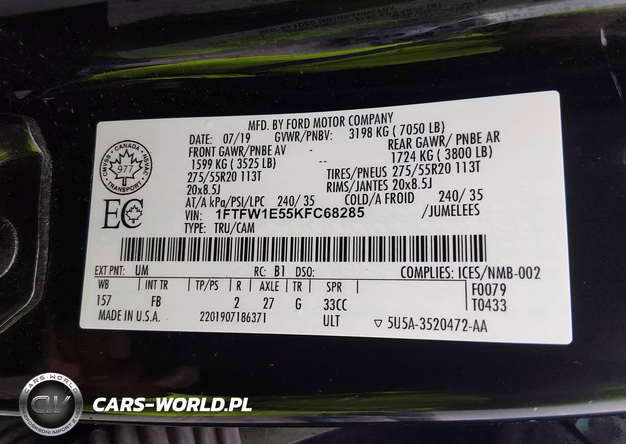 2019 Ford F-150 Xlt VIN:1FTFW1E55KFC68285 - 9