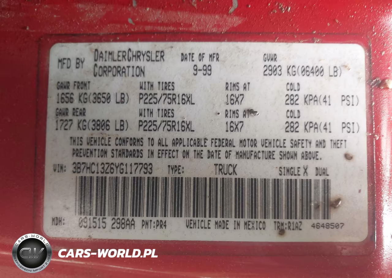 2000 Dodge Ram 1500 St VIN:3B7HC13Z6YG117793 - 9