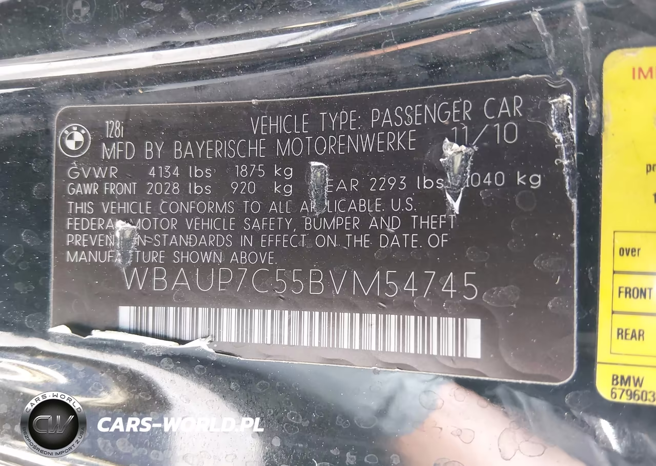 2011 BMW 128I VIN:WBAUP7C55BVM54745 - 9