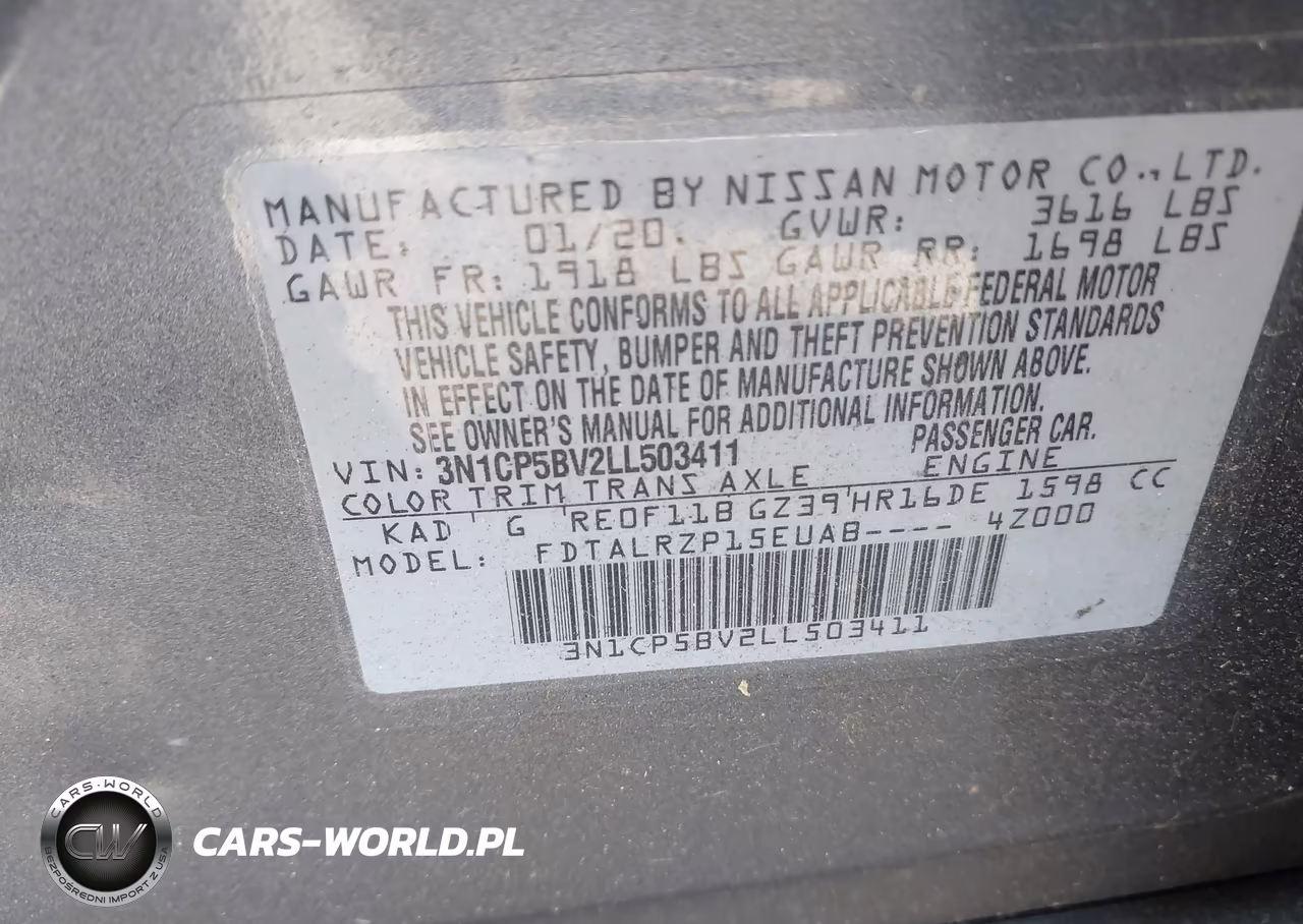 2020 Nissan Kicks S Xtronic Cvt VIN:3N1CP5BV2LL503411 - 9