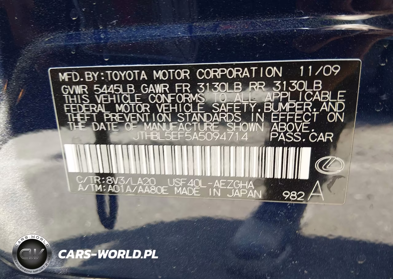 2010 Lexus Ls 460 VIN:JTHBL5EF5A5094714 - 9