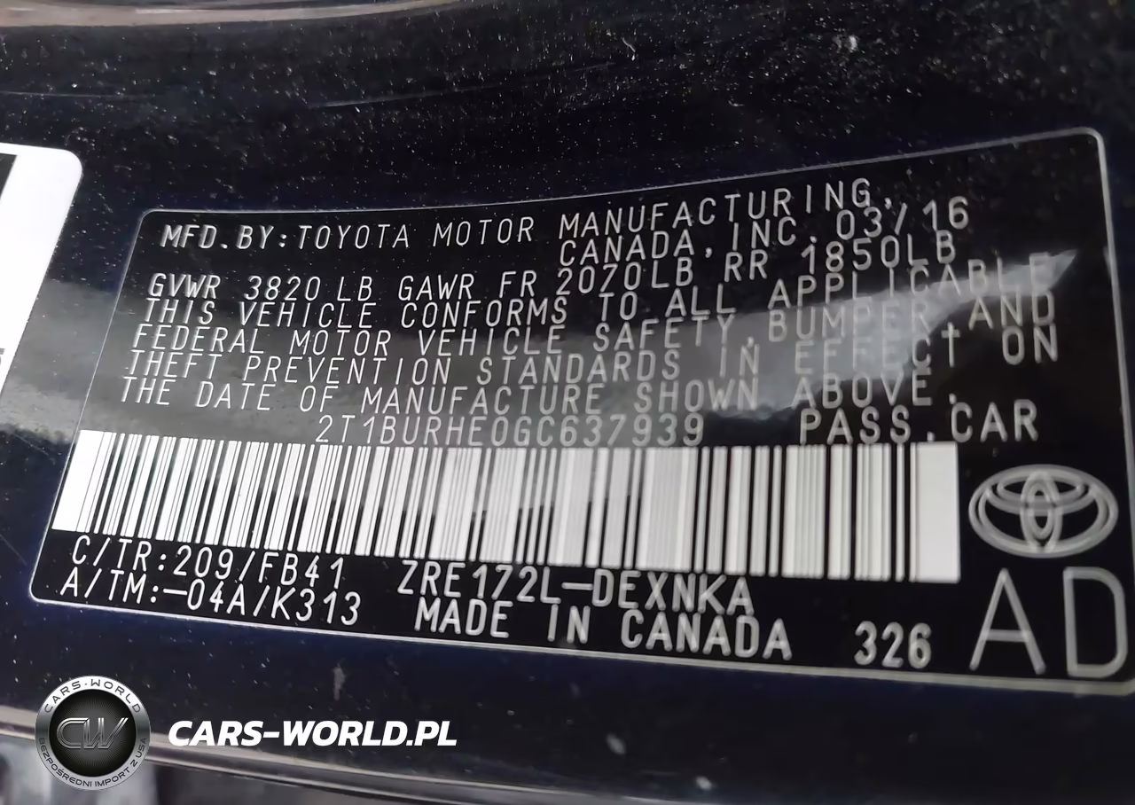 2016 Toyota Corolla Le VIN:2T1BURHE0GC637939 - 9