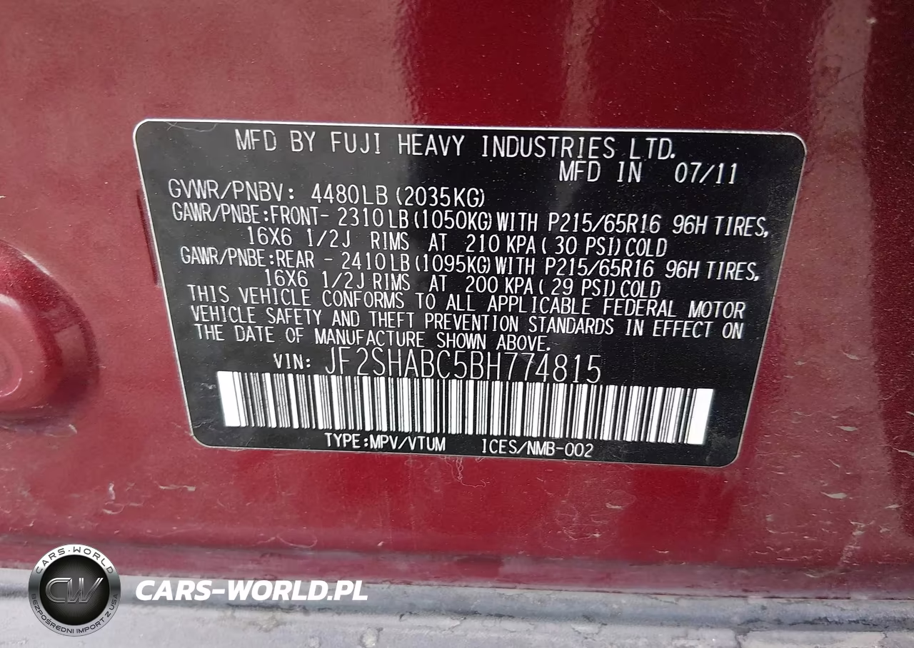 2011 Subaru Forester 2.5X VIN:JF2SHABC5BH774815 - 9