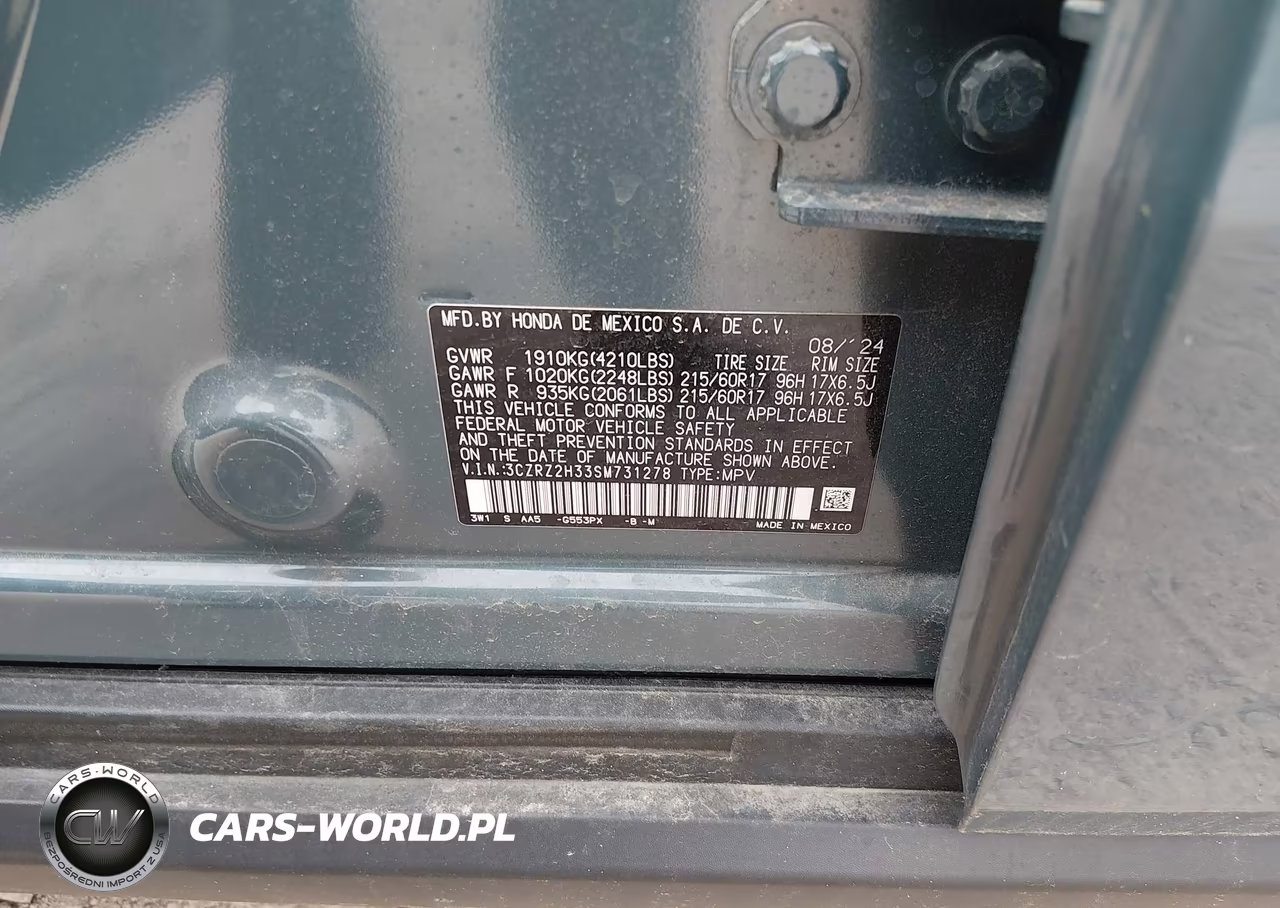 2025 Honda Hr-V Awd Lx VIN:3CZRZ2H33SM731278 - 9