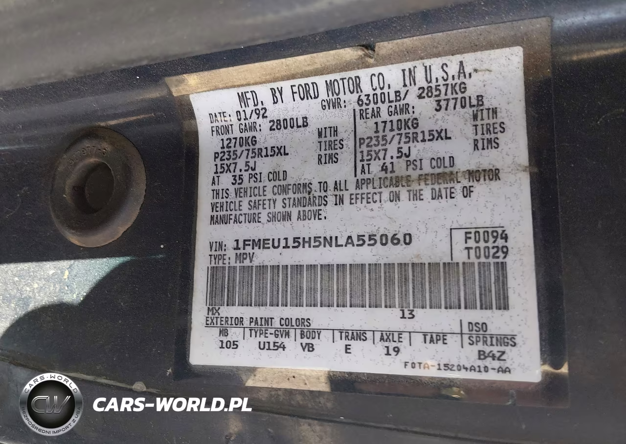 1992 Ford Bronco U100 VIN:1FMEU15H5NLA55060 - 9