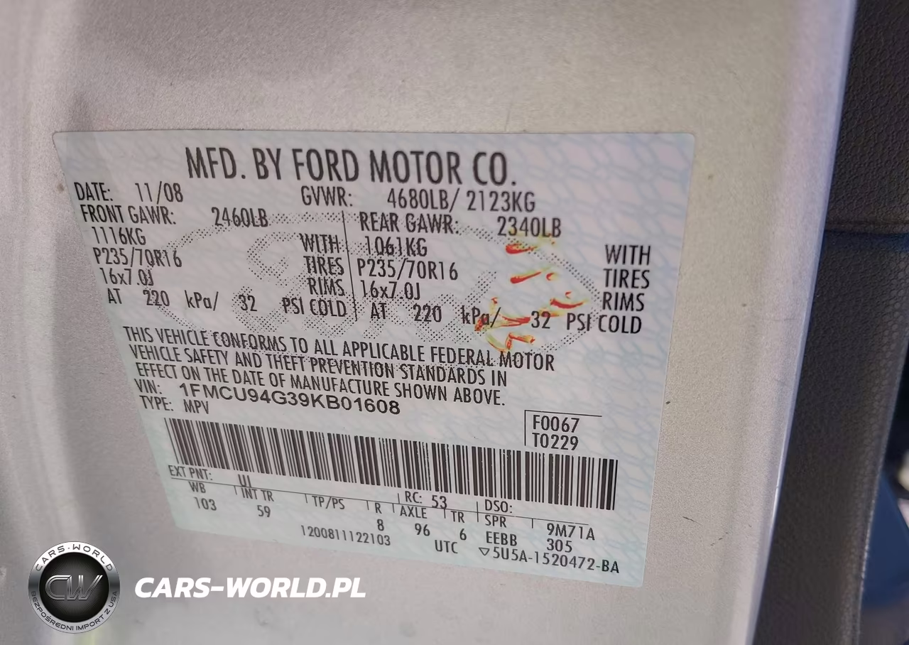 2009 Ford Escape Limited VIN:1FMCU94G39KB01608 - 9