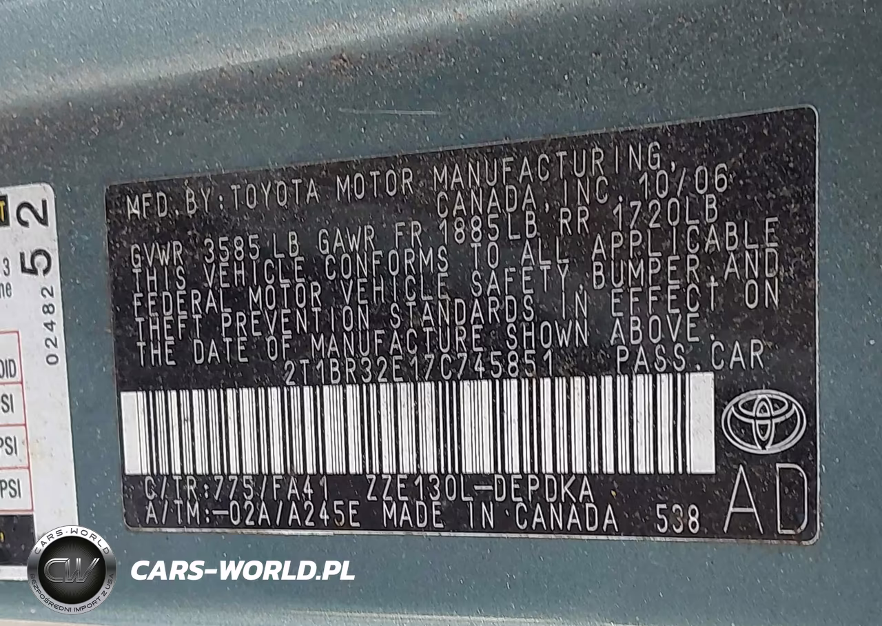2007 Toyota Corolla Ce VIN:2T1BR32E17C745851 - 9