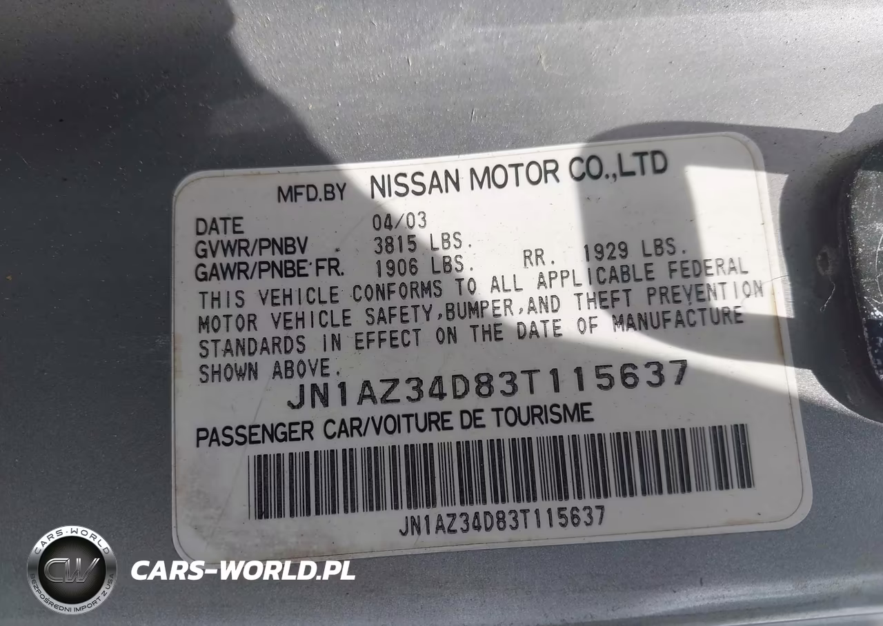 2003 Nissan 350Z Touring VIN:JN1AZ34D83T115637 - 9