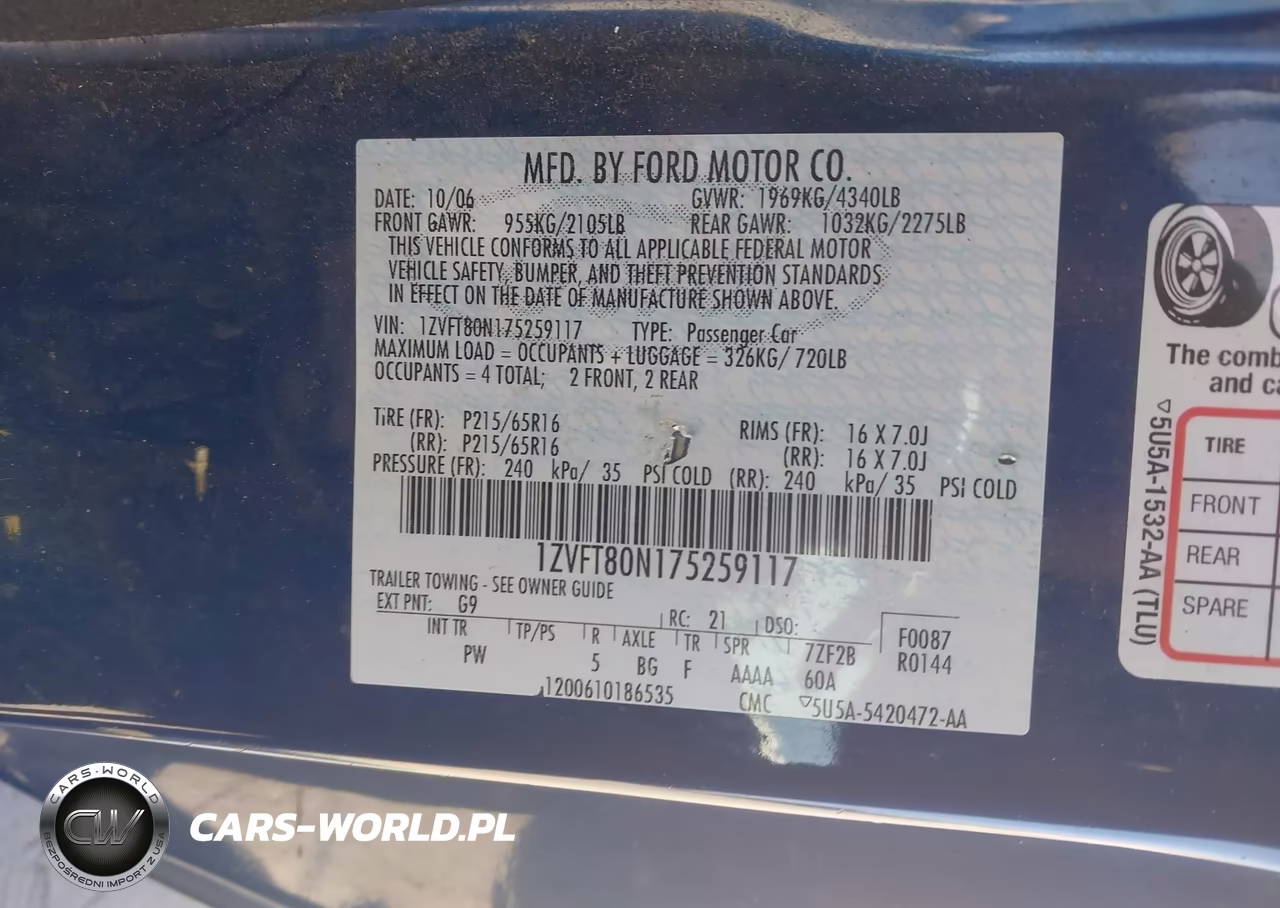 2007 Ford Mustang V6 Deluxe-V6 Premium VIN:1ZVFT80N175259117 - 9