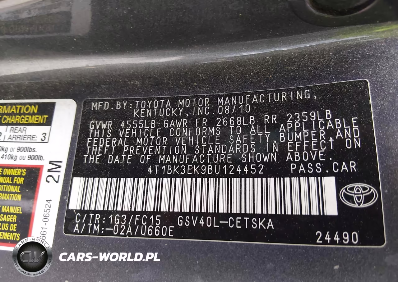 2011 Toyota Camry Se V6 VIN:4T1BK3EK9BU124452 - 9