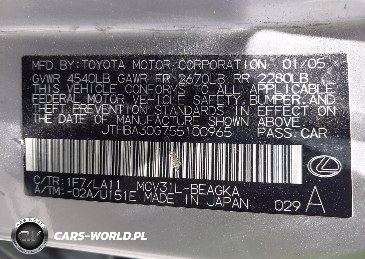 2005 Lexus Es 330 VIN:JTHBA30G755100965 - 9