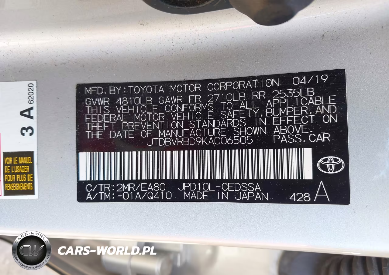 2019 Toyota Mirai VIN:JTDBVRBD9KA006505 - 9
