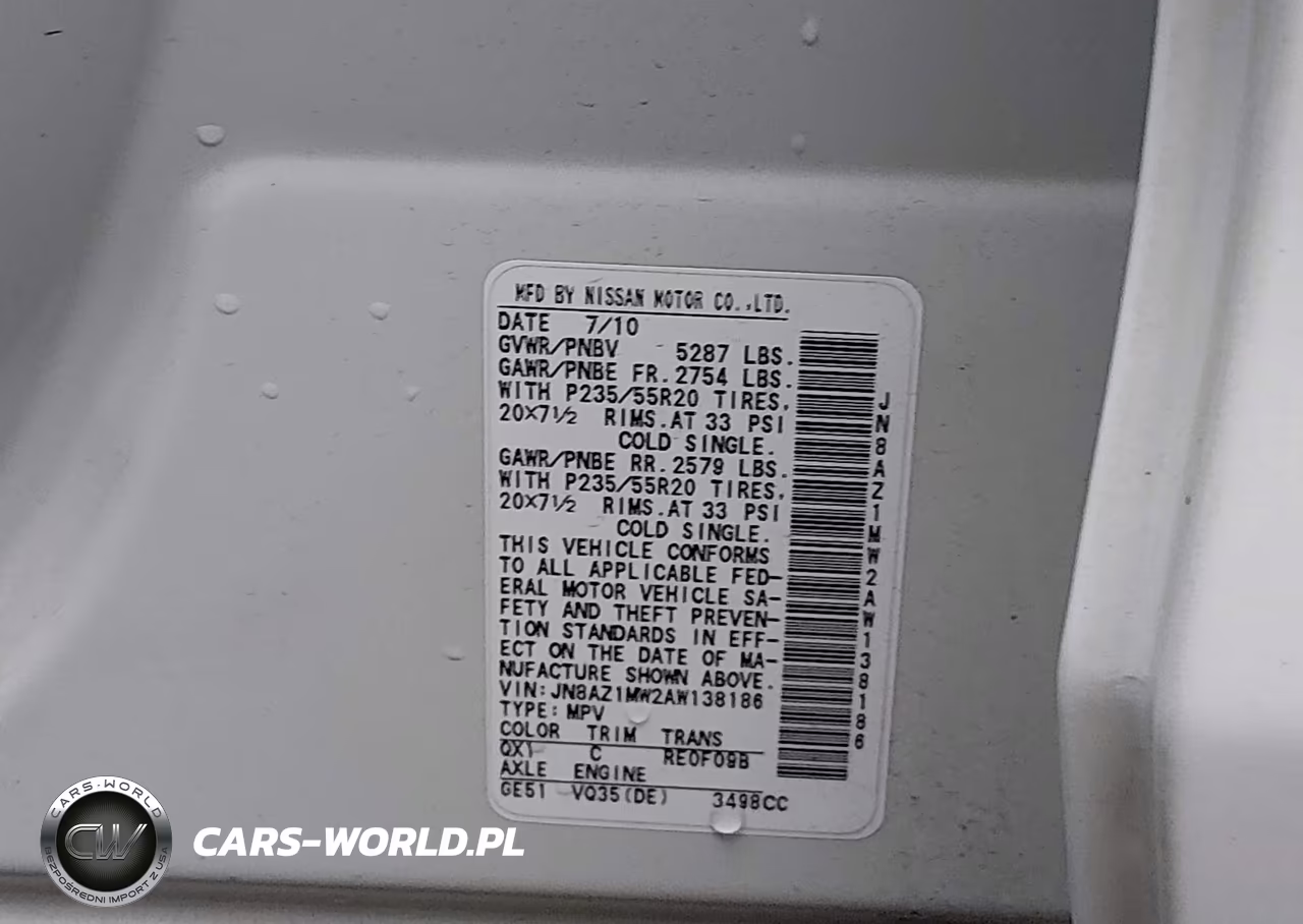 2010 Nissan Murano Le VIN:JN8AZ1MW2AW138186 - 9