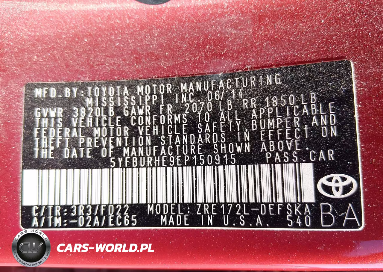 2014 Toyota Corolla S Plus VIN:5YFBURHE9EP150915 - 9