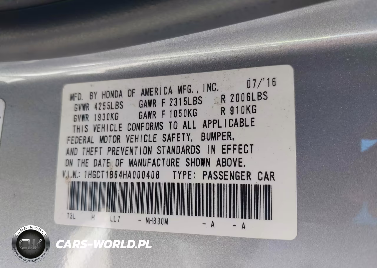 2017 Honda Accord Ex-L VIN:1HGCT1B64HA000408 - 9