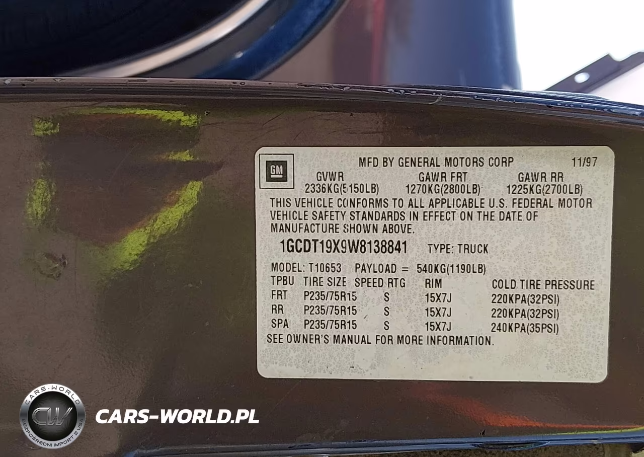 1998 Chevrolet S-10 Ls VIN:1GCDT19X9W8138841 - 9