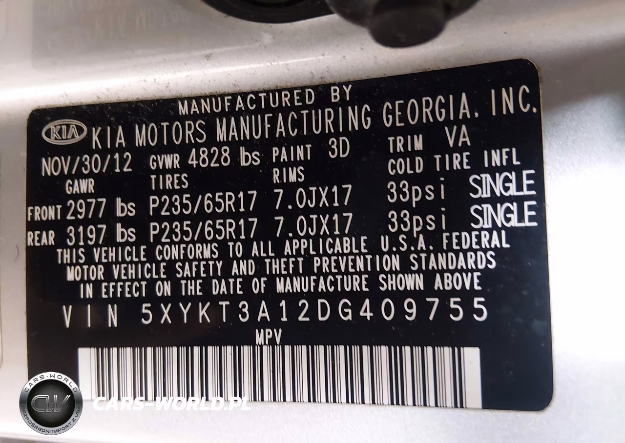 2013 Kia Sorento Lx VIN:5XYKT3A12DG409755 - 9