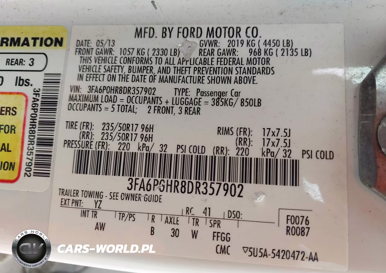 2013 Ford Fusion Se VIN:3FA6P0HR8DR357902 - 9