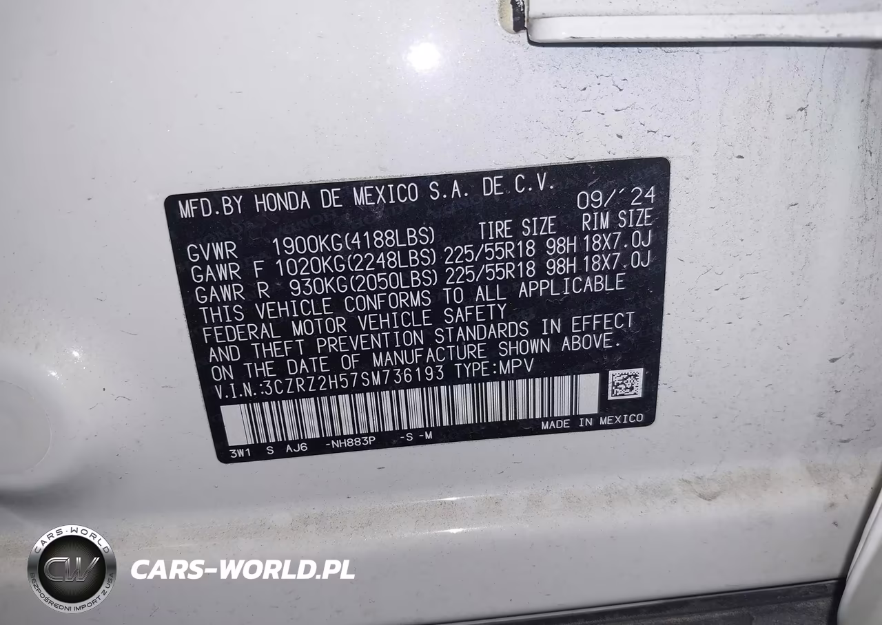 2025 Honda Hr-V Awd Sport VIN:3CZRZ2H57SM736193 - 9