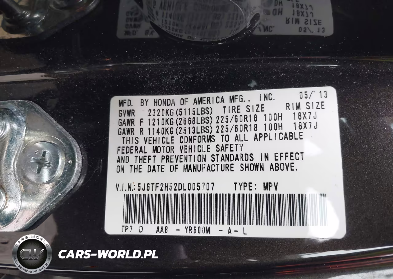 2013 Honda Crosstour Ex-L V6 VIN:5J6TF2H52DL005707 - 9