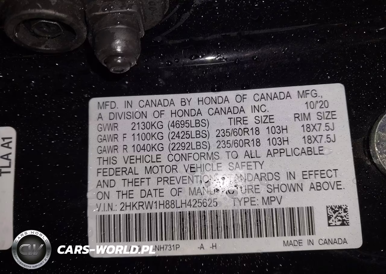 2020 Honda Cr-V 2Wd Ex-L VIN:2HKRW1H88LH425625 - 9