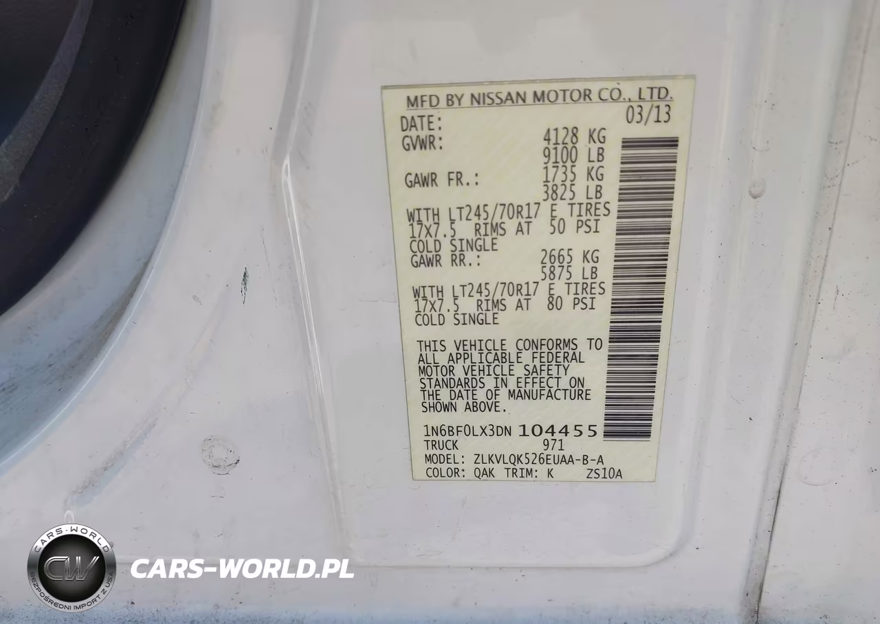 2013 Nissan Nv Cargo Nv2500 Hd S V6 VIN:1N6BF0LX3DN104455 - 9