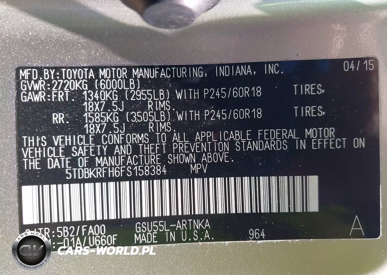 2015 Toyota Highlander Le Plus V6 VIN:5TDBKRFH6FS158384 - 9
