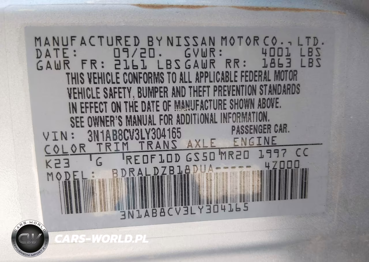 2020 Nissan Sentra Sv Xtronic Cvt VIN:3N1AB8CV3LY304165 - 9