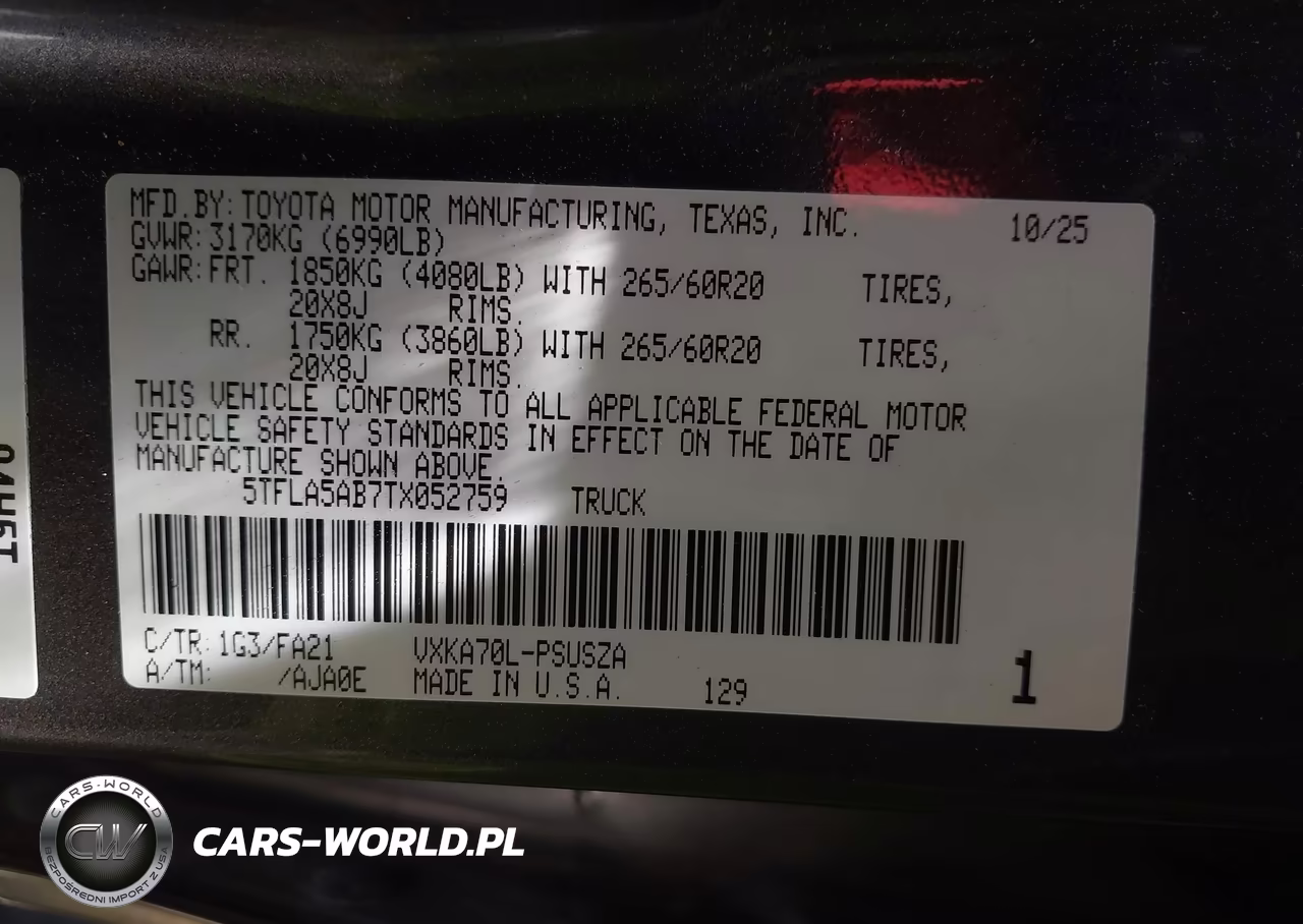 2026 Toyota Tundra Sr5 Crewmax 5.5' Bed VIN:5TFLA5AB7TX052759 - 9