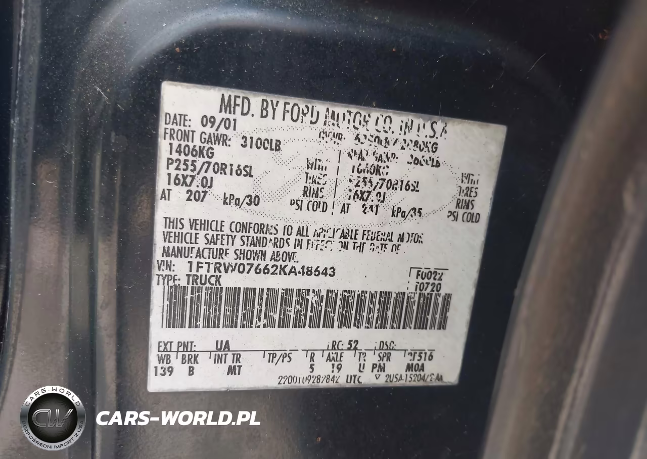 2002 Ford F-150 Lariat-Xlt VIN:1FTRW07662KA48643 - 9